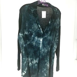 Red Haute Tie Dye 3/4 Length Sleeve Blouse Size Medium